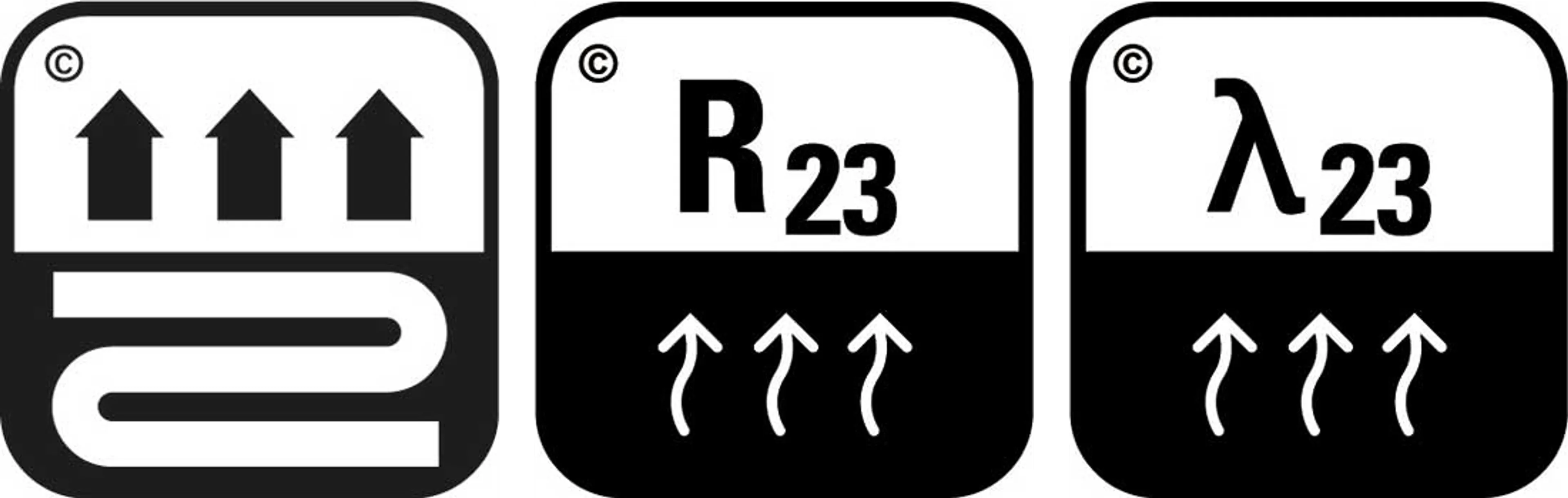 Pictogrammen over vloerverwarming, zogenaamde PIT-symbolen