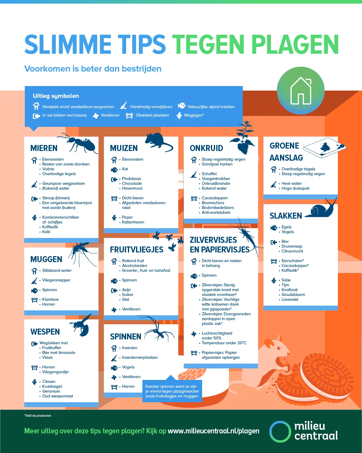 Infographic met tips tegen plagen. Voorkomen is beter dan bestrijden.