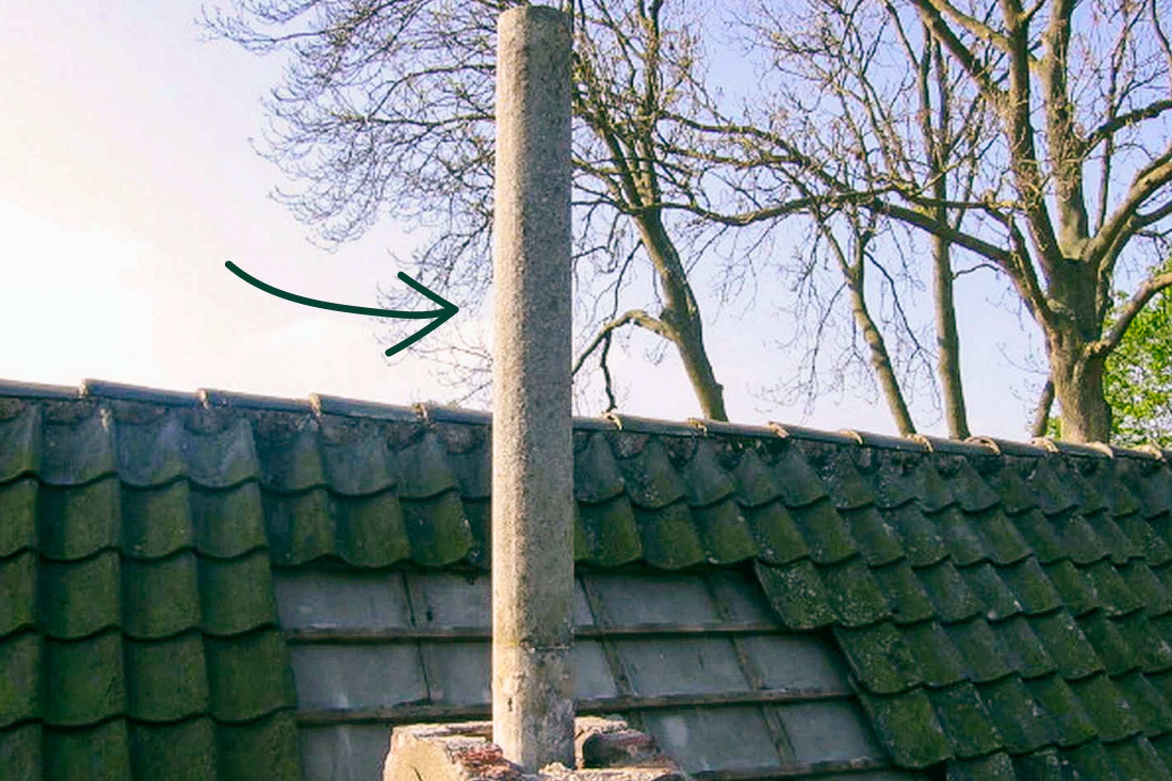 schoorsteenpijp. Plekken waar je asbest kunt vinden in en om huis.